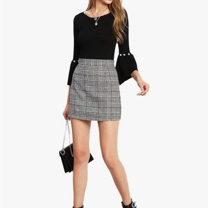 Brand new never worn plaid high waist bodycon mini skirt